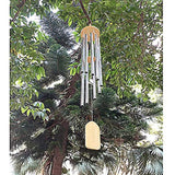 CREABOX Wind Chime-Tuned 28.7 Inches Wooden Grace Chime -9 Silver Aluminum Tubes-Inspirational Collection