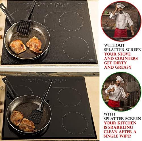 Grease Splatter Screen for Frying Pan 13" - Stops 99% of Hot Oil Splash - Protects Skin from Burns - Splatter Guard for Cooking - Iron Skillet Lid Keeps Kitchen Clean by Veracity & Verve