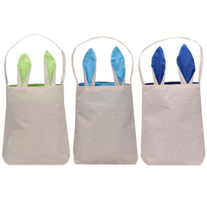 5 Pack Easter Bunny Bags Easter Gift Bag Easter Bunny Ear Basket Jute Cotton Cloth Tote Bag for Eggs Hunting