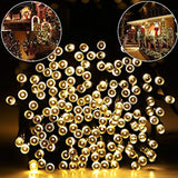 LED String Lights,Solar Christmas Lights 39ft 100 LED 8work Modes Ambiance lighting for Outdoor Patio Lawn Landscape Fairy Garden Home Wedding Holiday waterproof Warm White
