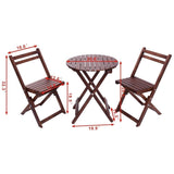 Giantex 3 Piece Table Chair Set Wood Folding Outdoor Patio Garden Pool Furniture (Brown)