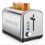 Home Gizmo 2 Slice Toaster Cool Touch with Extra-Wide Slots 7 Browning Dials and Removable Crumb Tray, Brushed Stainless Steel, Silver