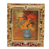 Artyea Golden Plastic Frame Flower Oil Painting 1:12 Miniature Dollhouse Furniture