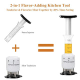 TGE-V Meat Tenderizer Sauce Injector with 30 Stainless Steel Needles (3 Injection Needle Pinholes) and 2-in-1 Flavor-Adding for BBQ Grill Smoker, 3-oz Large Capacity