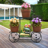 Sorbus Garden Cart Stand & Flower Pot Plant Holder Display Rack, 6 Tiers, Parisian Style - Perfect for Home, Garden, Patio (Black)