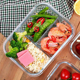 Glass Meal Prep Containers 3 Compartment, MCIRCO Food Storage Container Set with Airtight Locking Lids - Portion Control - Microwave, Freezer, Oven & Dishwasher Safe - BPA Free Containers