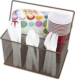 Sorbus Utensil Caddy — Silverware, Napkin Holder, and Condiment Organizer — Multi-Purpose Steel Mesh Caddy—Ideal for Kitchen, Dining, Entertaining, Tailgating, Picnics, and much more (Bronze)