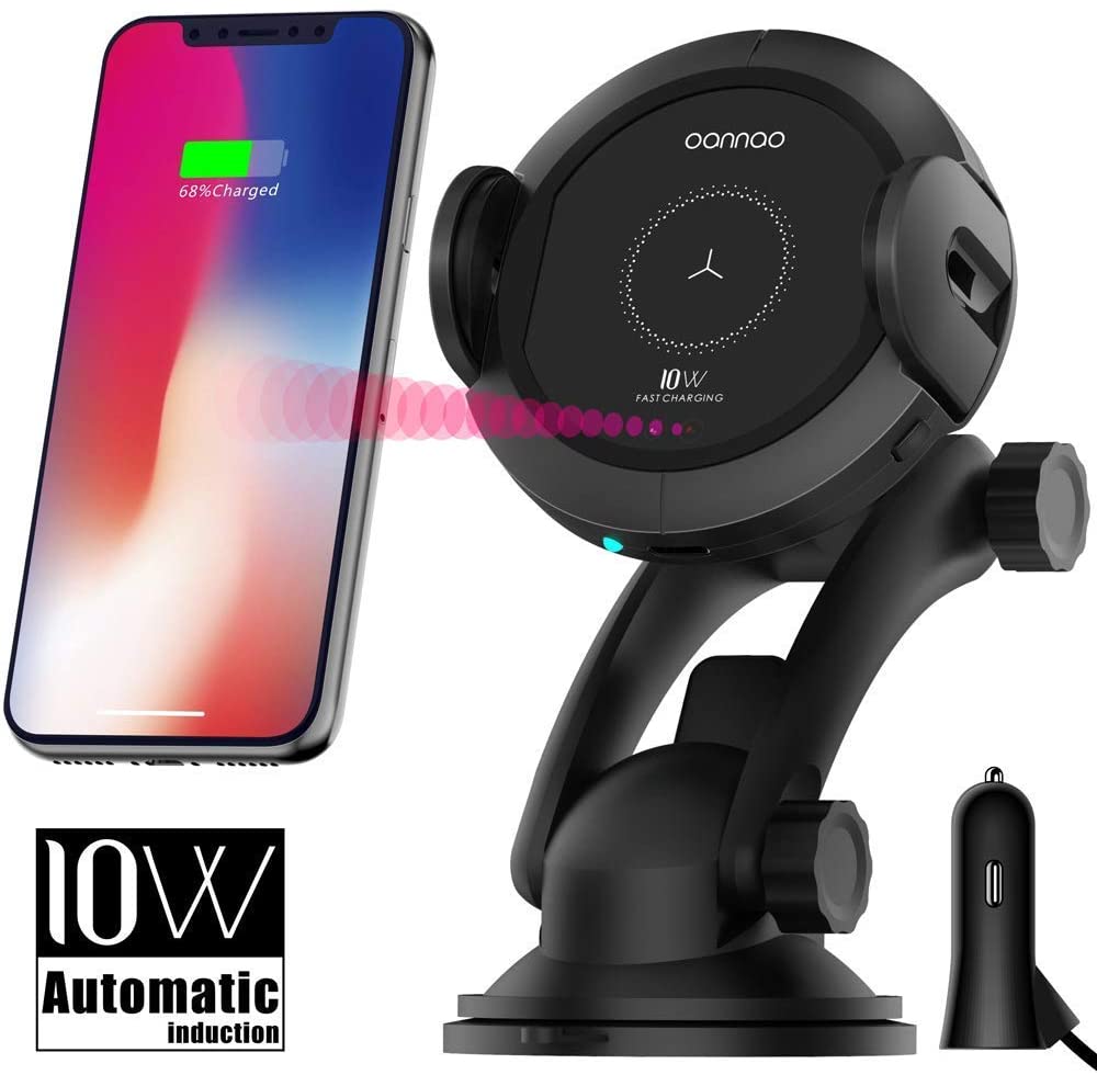 15W Fast Wireless Car Charger Mount - Qi Wireless Charger Car Holder with Infrared Auto-Clamping.Windshield/Air Vent Phone Holder.Quick Charging for iPhone 11/Pro/MAX/XS/XR/X/8/Plus Samsung Galaxy S10