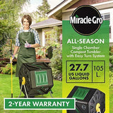 Miracle-Gro Single Chamber Outdoor Garden Compost Bin – Large Volume, Compact Design 27.7gal (105L) Capacity – Heavy Duty, Easy to Assemble Tumbling Composter + Free Scotts Gardening Gloves