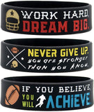 (6-Pack) Motivational Football Wristbands with Sports Quotes - Football Gifts Jewelry Accessories for Football Players Team Awards Party Favors - Unisex for Men Women Youth Teen Girls Boys