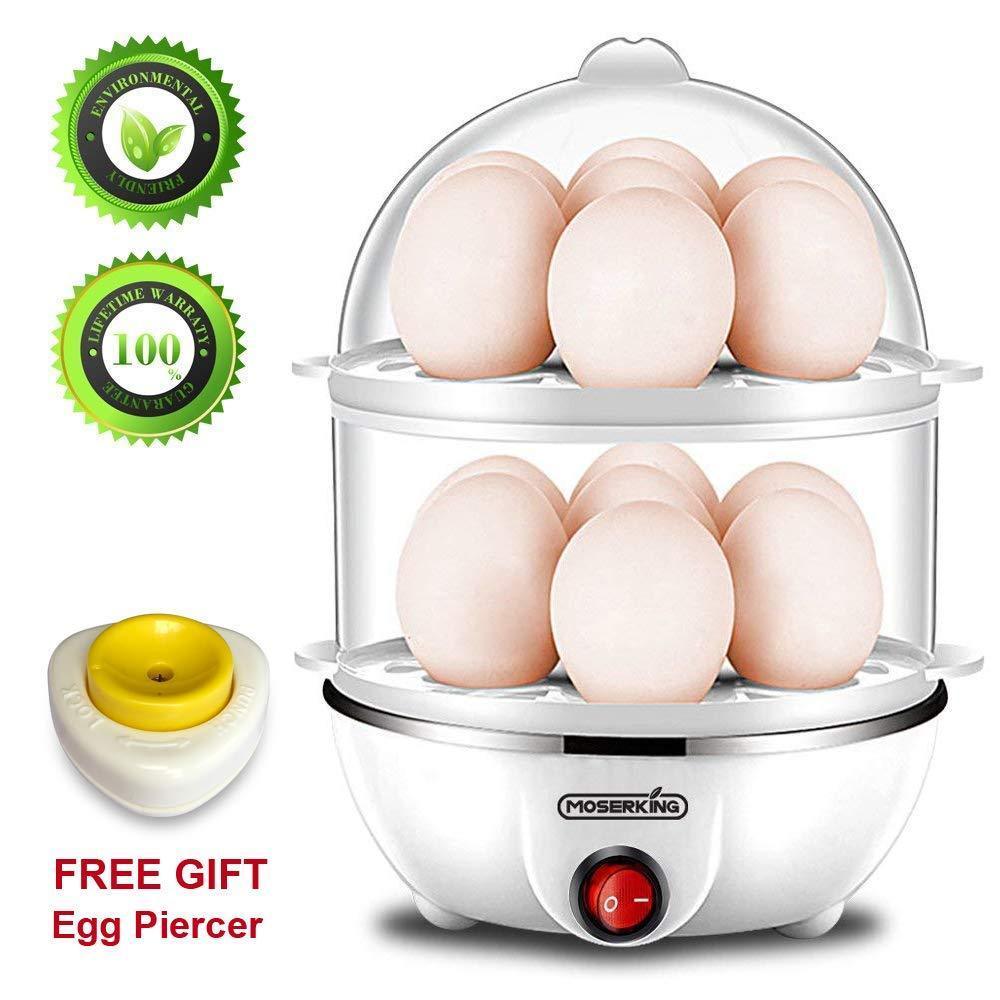 Egg Cooker,350W Electric Egg Maker,White Egg Steamer,Egg Boiler,14 Egg Capacity Egg Cooker With Automatic Shut Off，Egg cooker with Free Gift Egg Piercer