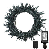 PMS LED String Fairy Lights on Dark Green Cable with 8 Light Effects, 173ft 500 LED Warm White. UL Listed Low Voltage Transformer. Ideal for Christmas, Xmas, Party, Wedding, etc.