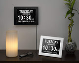 [Newest Version] Cambridge Labs by American Lifetime Day Clock - Extra Large Impaired Vision Digital Clock with Battery Backup & 5 Alarm Options - (Black Polish)