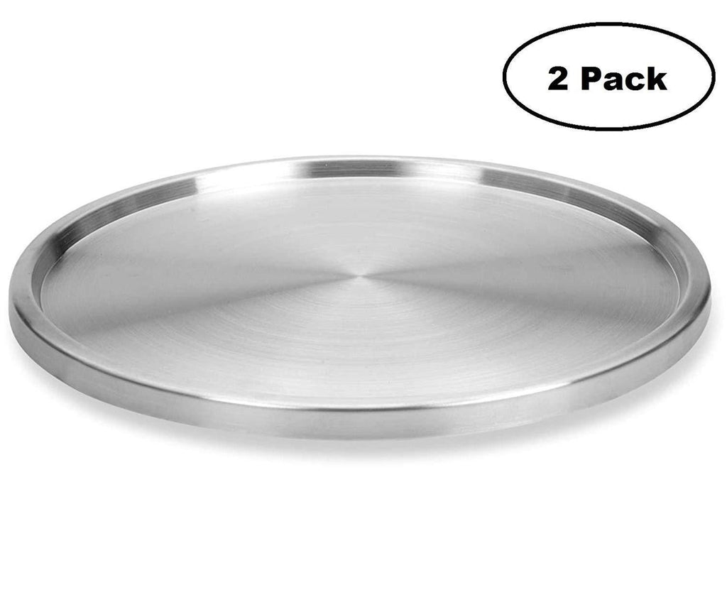 1 Tier Lazy Susan 2 Pack: Stainless Steel 360 Degree Turntable – Rotating 2-Level Tabletop Stand For Your Dining Table, Kitchen Counters And Cabinets – Turning Table Spice Rack Organizer Tray - 2 Pack by Lovotex