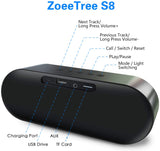 ZoeeTree S8 Bluetooth Speakers V5.0, Speakers Bluetooth Wireless with 10W HD Sound and Rich Bass, LED Flashing Light, 12H Playtime, Built-in Mic, Portable Speaker Works with Alexa