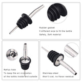 Homder 14Pack Pourer Bottle Spout Free Flow Stainless Steel Pourers for Liquor, Whiskey, Oil Bottle Spouts with Rubber Dust Caps, 100% non-rust, Durable&Professional