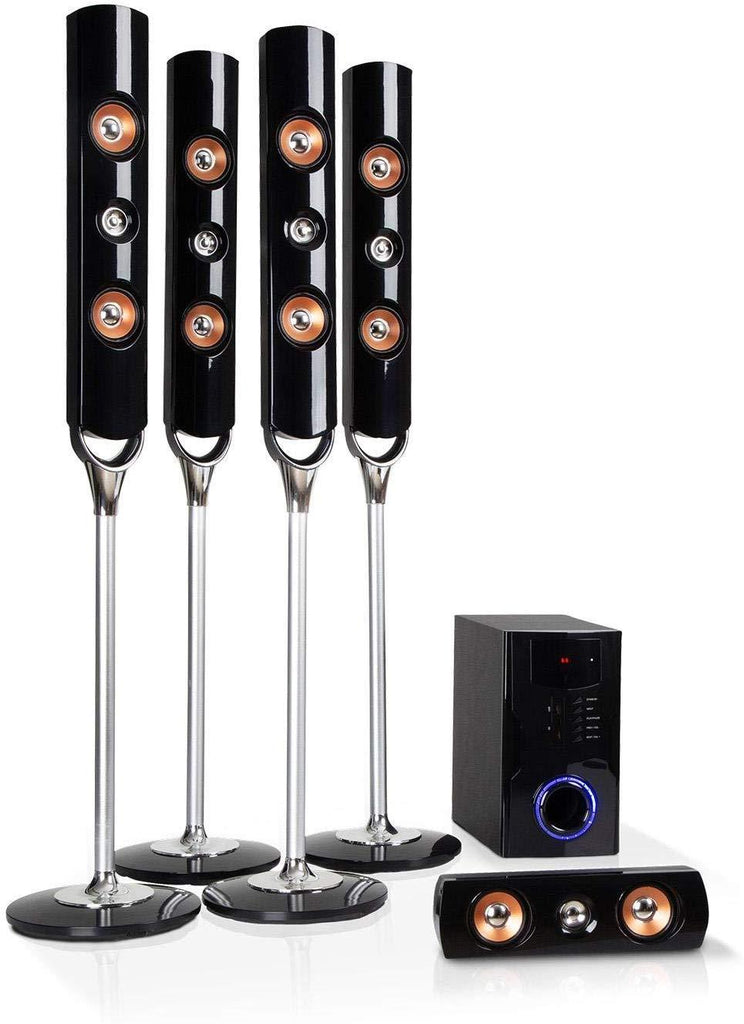 auna Areal Nobility 5.1-Channel Surround System • Home Theatre System • 5.1 System • 120 W RMS • 35 W Subwoofer • Satellite Speaker • Bluetooth 3.0 • USB Port • SD Slot • AUX-in • LED Display • Black