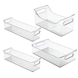 mDesign Kitchen, Pantry, Refrigerator, Freezer Storage Organizer Bins - Set of 4, Clear