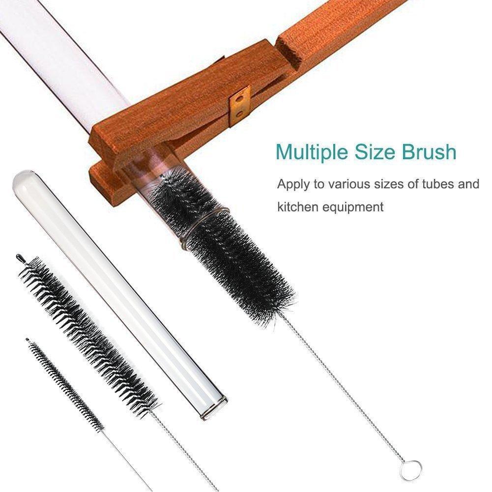 Bottle Cleaning Brushes, 8 Inch Nylon Tube Brush Set, Cleaner for Narrow Neck Bottles Cups with Hook, Set of 10pcs