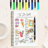 Dual Tip Calligraphy Brush Marker Pens, 18 Brush and Fine Tip Art Marker Pens for Journaling Hand Lettering Writing Planner by Aen Art