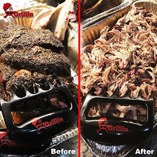 Grillin Chill Gear Meat Claws - Best Bear Claw Pulled Pork Meat Shredders in BBQ Grill Accessories +18" BBQ Grill Brush - Rust Proof Stainless Steel Woven Wire