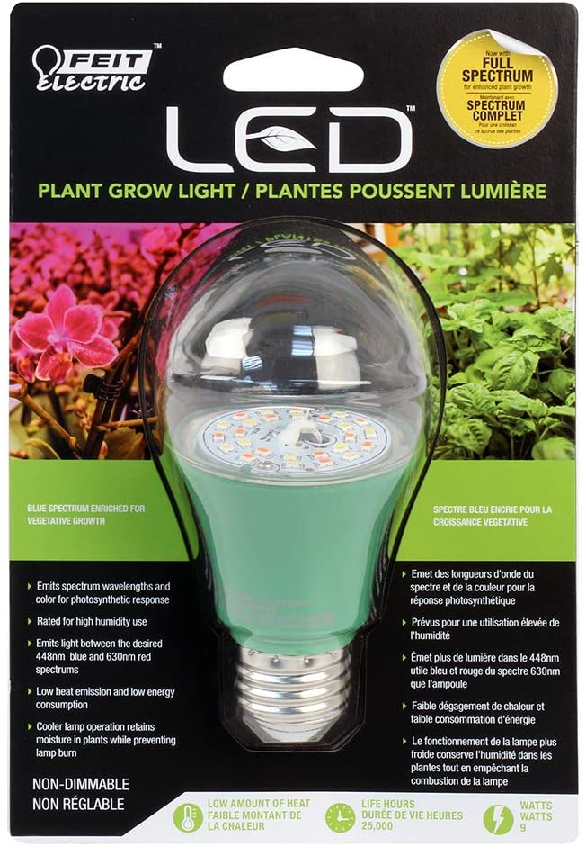 Feit Electric A19/GROW/LEDG2/4 60W Equivalent 9W Indoor and Outdoor Full Non-Dimmable