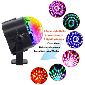 Luditek  [Latest 6-Color LEDs] Litake Party Lights Disco Ball Lights Strobe Light, 7 Patterns Sound Activated with Remote Control Dj Lights Stage Light