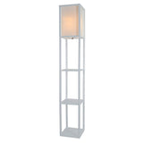 Light Accents Floor Lamp 3 Shelf Standing Lamp 63" Tall Wood with White Linen Shade (Black)