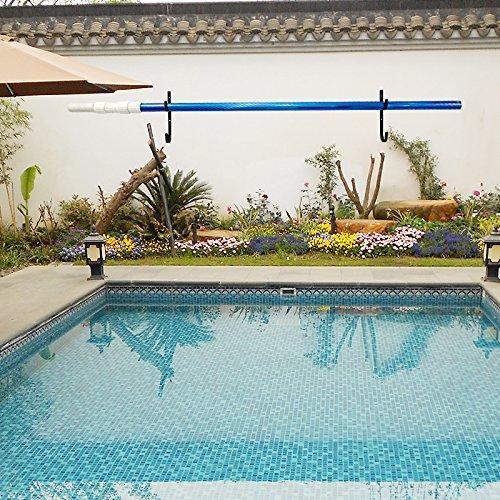 Aquatix Pro Pool Pole Hanger Premium 4pc Blue Aluminium Holder Set, Ideal Hooks for Telescopic Poles, Skimmers, Leaf Rakes, Nets, Brushes, Vacuum Hose, Garden Tools and Swimming Pool Accessories