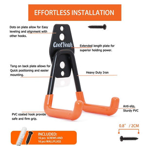 Steel Garage Storage Utility Double Hooks Heavy Duty Garage Storage Hooks And Hangers U Hooks Garage Tool Storage for Organizing Power Tools, Ladders, Bulk items, Bikes, Ropes, 8Packs by Techip