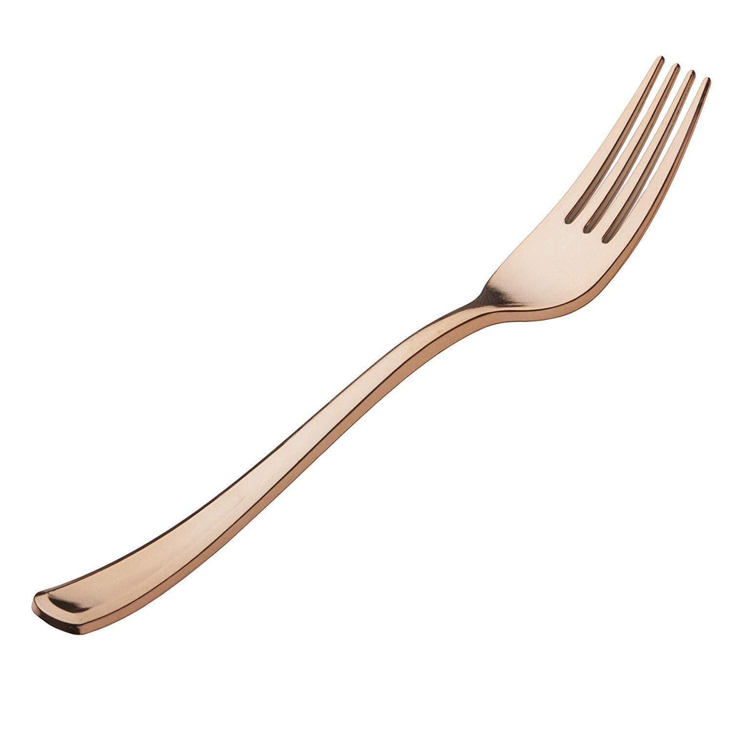 Modern Dining | 300 Rose Gold Plastic Silverware Cutlery Heavyweight Premium Quality Disposable Flatware Set Perfect Utensils for Weddings & Dinner Parties | 100 Forks, 100 Spoons, 100 Knives