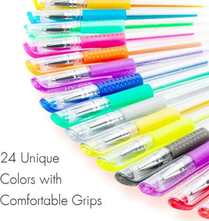 Color Gel Pens for Kid Adult Coloring Books, 24 Colors Gel Art Markers Fine Point Pen with 24 Refills for School Office Art Suppliers by Aen Art