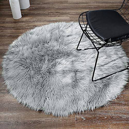 OJIA Deluxe Soft Fuzzy Fur Rugs Faux Sheepskin Shaggy Area Rugs Fluffy Modern Kids Carpet for Living Room Bedroom Sofa Bedside Decor(2 x 3ft, Grey)
