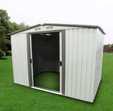 8'X6'Outdoor Storage Shed Garden Tool House with Sliding Door for Backyard Lawn,Patio,Yard(White)