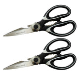Heavy Duty Kitchen Scissors Set (Pack of 2) - Razor Sharp Multipurpose Utility Shears with Stainless Steel Blade for Herb, Chicken, Fish, Meat, Vegetables – Kitchen Shears (Black)