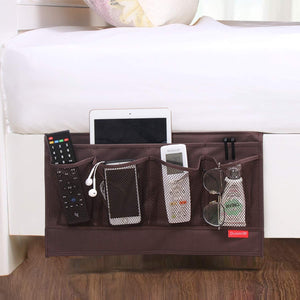 DuomiW Bedside Storage Organizer, Beside Caddy, Table Cabinet Storage Organizer, TV Remote Control, Phones, Magazines, Tablets, Accessories (Brown)