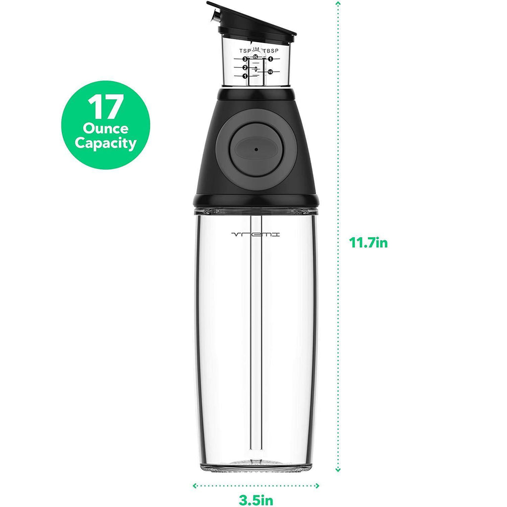 Vremi Olive Oil Dispenser Bottle - 17 Oz Oil Bottle Glass with No Drip Bottle Spout - Oil Pourer Dispensing Bottles for Kitchen - Olive Oil Glass Dispenser to Measure Cooking Vegetable Oil and Vinegar