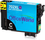 OfficeWorld Remanufactured Ink Cartridege Replacement for Epson 702 702XL 702 XL T702XL Used for Workforce Pro WF-3720 WF-3730 WF-3733 All-in-One Printer, 5 Pack(2BK/1C/1Y/1M)