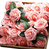 YOUR GIFT Your Deco Flowers Bridal DIY Bouquet Real Touch Artificial Roses 25 Pcs Hotel/Wedding Floral/Garden Craft Baby Shower Home Decor (red)