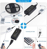 LED Strip Lights 32.8ft, ikelimus 10m RGB Waterproof Self-Adhesive Dimmable LED Light Strips 12Vdc SMD 5050 300 LEDs LED Tape Light with 44-Keys IR Remote Controller for Clubs/Homes/Hotels/Outdoor