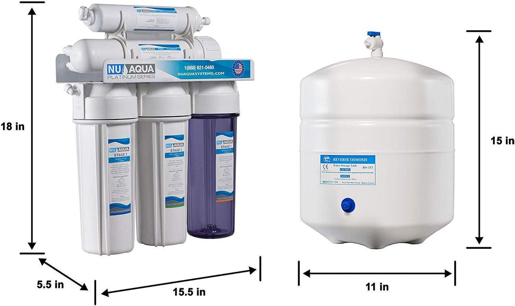 NU Aqua Platinum Series Deluxe High Capacity 100GPD 5-Stage Under Sink Reverse Osmosis Ultimate Purifier Drinking Water Filter System - Bonus PPM Meter and Installation DVD
