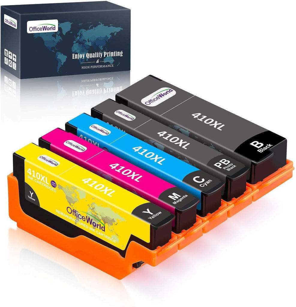 OfficeWorld Remanufactured Ink Cartridge Replacement for Epson 410XL 410 XL to use with Expression XP-530 XP-630 XP-635 XP-640 XP-830 XP-7100 (Black, Photo Black,Cyan, Magenta, Yellow) 5-Pack