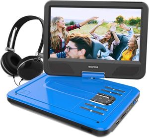 WONNIE 12.5 Inch Portable DVD Player with 4 Hour Rechargeable Battery,10.5" Swivel Screen, USB/SD Slot (BLUE)