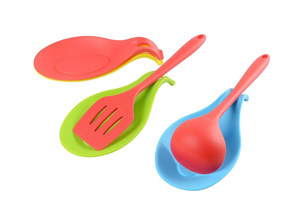 MarcosWJH Kitchen Silicone Spoon Rest, Silicone Spoon Holders,Set of 4(Colorful, Small Size)