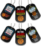 (6-Pack) Basketball Motivational Dog Tag Necklaces - Basketball Gifts in Bulk for Basketball Team Accessories - Basketball Party Favors Sports Prizes Awards for Youth Teen Boys Girls Adults Men Women