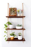 Mkono Wood Hanging Shelf Wall Swing Storage Shelves Jute Rope Organizer Rack, 3 Tier