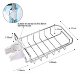 LEEFE 2Pcs Kitchen Faucet Sponge Holder, Stainless Steel Storage Rack Hanging Sink Caddy Organizer for Scrubbers, Soap, Bathroom | Detachable No Suction Cup or Magnet No Drilling