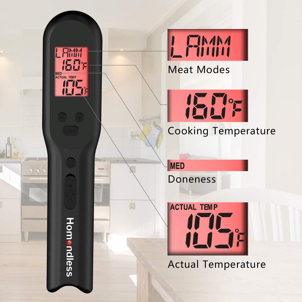 A ALPS Meat Thermometer with Rechargeable Battery, Digital Kitchen Food Cooking Thermometer Accurate for Candy Oil BBQ Grill Smoker, Built-in Food Temperature Guide