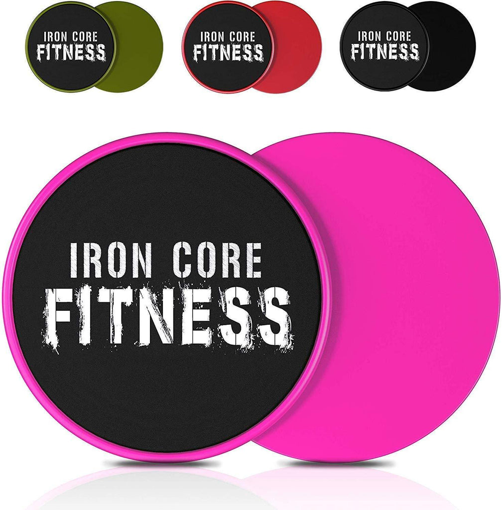 Iron Core Fitness 2 x Dual Sided Core Sliders Ultimate Core Trainer | Gym, Home Abdominal & Total Body Workout Equipment | for use on All Surfaces