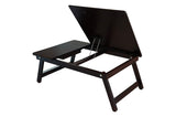 Portable Bamboo Walnut laptop Lap Desk with Drawer, Foldable Legs